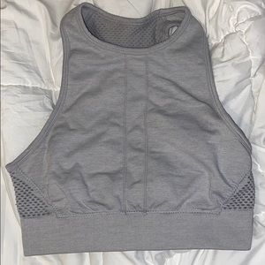Light gray high neck sports bra